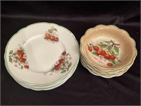 Semi Porcelain 6 Saucers 8” and 6 Small Bowls 6”