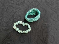 Two turquoise colored bracelets