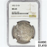 1921-D Morgan Silver Dollar NGC MS65