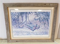 "FIRST SNOW" FRAMED & MATTED PHEASANT PRINT...