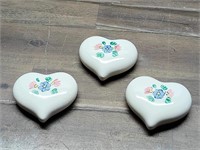 Lot of 3 Hand Painted Ceramic Hearts