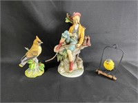 Set of 2 birds, Old man- Porcelain décor
