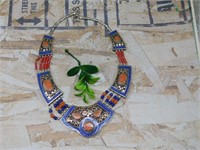 LAPIS LAZULI AND RED CORAL NECKLACE ROCK STONE LAP