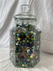 Vintage Glass Candy Jar w/ Marbles
