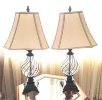 Pair (2) Glass Insert Table Lamps