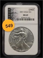 MS69 NGC 2001 Silver American Eagle