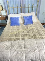 Full-Size Bed With Brass Headboard