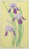 Norma Bassett Hall "Iris" Woodblock Print. 1925