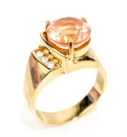 Jewelry 14kt Yellow Gold Pink Stone Cocktail Ring