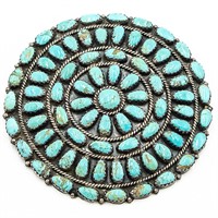 Larry Moses Begay Turquoise Sterling Brooch