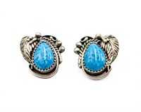 Navajo Sterling Blue Earrings