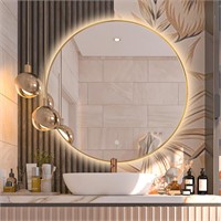 24" LED Backlit Round Mirror for Bathroom