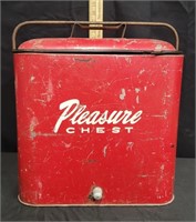 1950's Vintage Red PLEASURE CHEST Ice Chest Cooler