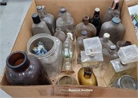 Box of barn find bottles and jars
