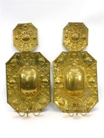 Pair of continental baroque brass sconces, 18th