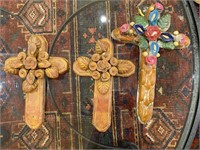 Trio of Heavy Plaster Crosses