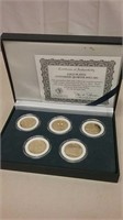 Five Gold Plated Statehood Quarter Dollars In