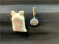 Morton Salt Pencil Topper and Miniature Salt Sack