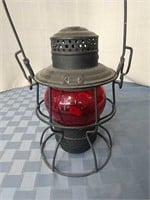 Rock Island railroad lantern with marked red