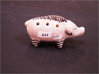 Stoneware pig musical flute figurine, 5" long by