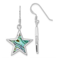 Sterling Silver  Abalone Star Dangle Earrings