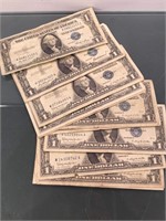 Lot of 14 Silver Certificates $1 Notes - all 1957