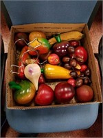 Box with different types of wood fruits