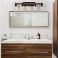New Vanity Lights, 5-Light Wood Bathroom Wall