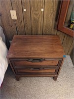 Midcentury Modern Wooden End Table 2 Drawer