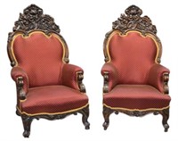 Pair of South American Rococo Style Bergeres