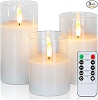 Clear Glass Flameless Candles Battery Operated