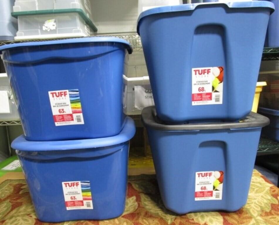 Lot of 4 Tuff Store Storage Bins 68 Litres