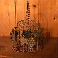 Metal Grapes & Leaves Decorative Basket