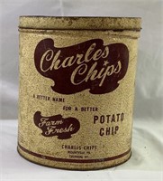 Vintage 1lb Charles chips can