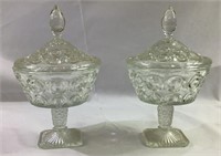 Two vintage glass candy dishes