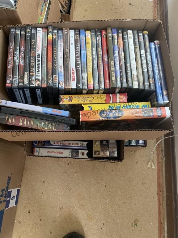 3 boxes VHS and DVDs see photos