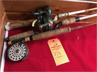 2 vintage Johnson reels and Martin 60 fly reel