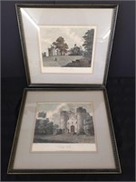 Two wooden frames with English landscape prints