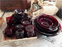 Lot of Ruby Red Glassware - SEE photos