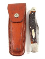 WESTERN BOULDER COLO 5" 2 BLADE KNIFE W/ SHEATH