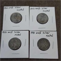 (4) WWII Silver Nickles