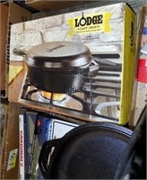 NEW IN BOX   :LODGE" CAST IRON SKILLET , AND