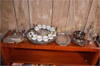 Silver Rotating Serving Tray w/ Cups,