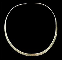 Sterling silver hammered collar necklace,