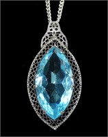 Sterling silver vintage marquise cut blue simulant