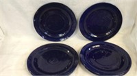 Six Fiesta style blue plates