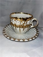 Vintage tea cup & saucer gold & white