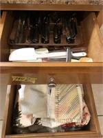 Flatware , Utensils & Kitchen Towels in Cabinet