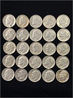 25 Roosevelt Dimes (90% Silver)