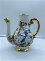 Decorative porcelain handpainted teapot 7” tall